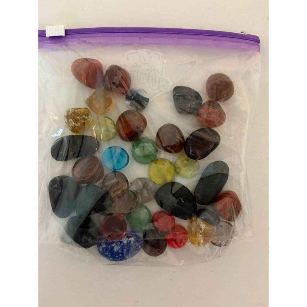 asst vintage glass cabochons and gemstone mix in a bag